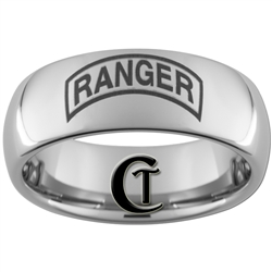 8mm Dome Tungsten Carbide ARMY Ranger Design Ring.