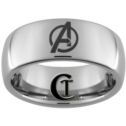 8mm Dome Tungsten Carbide Avengers Design