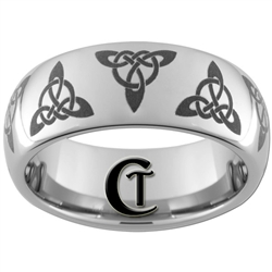 8mm Dome Tungsten Carbide Celtic Triangles Design