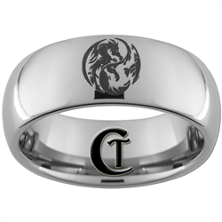 8mm Dome Tungsten Carbide Dragon Yin Yang Design Ring.