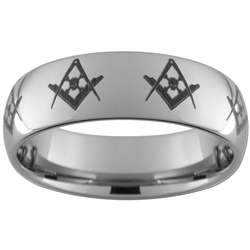 8mm Dome Tungsten Carbide Masonic Design