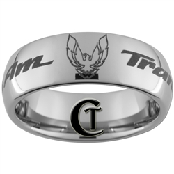 8mm Dome Tungsten Carbide Pontiac Trans Am Phoenix Design Ring.