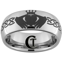 8mm Dome Tungsten Carbide Claddagh Design