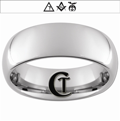 8mm Dome Tungsten Carbide Masonic Design