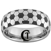 8mm Dome Tungsten Carbide Soccer Design Ring