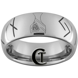 8mm Tungsten Carbide Dome Runes Design Ring