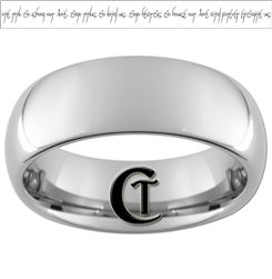 8mm Dome Tungsten Carbide Elvish Love Poem Design Ring.
