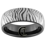 8mm Black Dome Tungsten Carbide Zebra Design