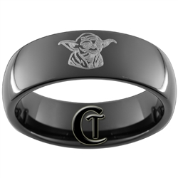 8mm Black Dome Tungsten Carbide Star Wars Yoda Design