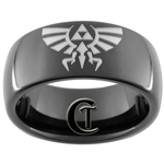 8mm Black Dome Tungsten Carbide Legend Of Zelda Design