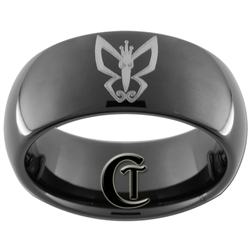 8mm Black Dome Tungsten Carbide Legend Of Monarch Design