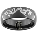 8mm Black Dome Tungsten Carbide Dragon Design