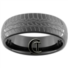 8mm Black Dome Tungsten Carbide Tire Tread Design Ring