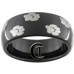 8mm Black Dome Tungsten Carbide Laser Paw Prints Design