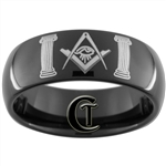 8mm Black Dome Tungsten Carbide Masonic Laser Design