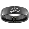 8mm Black Dome Tungsten Carbide Hitman Tattoo Symbol Design Ring.