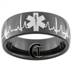 8mm Black Dome Tungsten Carbide EMT Star of Life & Heart EKG Design