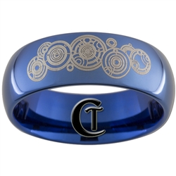 8mm Blue Dome Tungsten Carbide Doctor Who Design