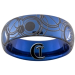 8mm Dome Blue Tungsten Carbide Doctor Who Gallifreyan Design.