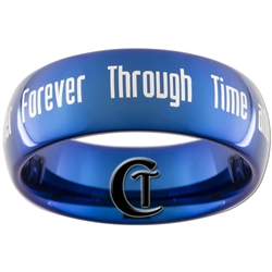 8mm Blue Dome Tungsten Carbide Doctor Who Quote Design