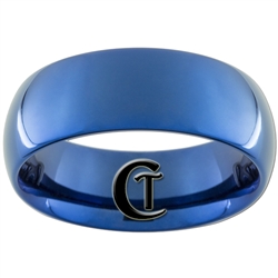 8mm Blue Dome Tungsten Carbide Ring