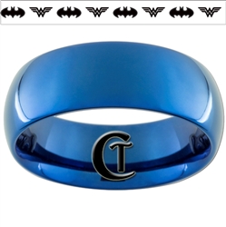 8mm Blue Dome Tungsten Carbide Custom Design Ring