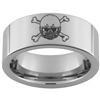 8mm Pipe Tungsten Carbide Skull and Crossbones Football Design