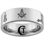 8mm Pipe Tungsten Carbide Masonic Design