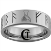 8mm Tungsten Carbide Pipe Runes Tattoo Design Ring