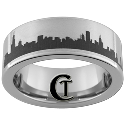 8mm Pipe Tungsten Carbide Chicago Skyline Design