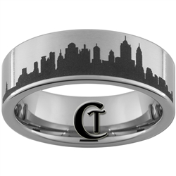 8mm Pipe Tungsten Carbide Lasered New York Skyline Design