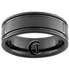 8mm Black Pipe Two Groove Tungsten Carbide Ring