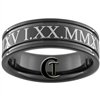 Build Your Own Custom 8mm Black Pipe Two Groove Tungsten Carbide Roman Numeral Design