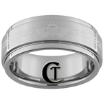 9mm 1 Step Pipe Tungsten Carbide Claddagh Celtic Ring Design