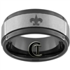 9mm 1-Step Black Pipe Satin Finish Tungsten Carbide Fleur De Lis Design