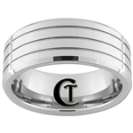 9mm Beveled 3 Groove Tungsten Carbide Ring