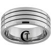 9mm Beveled 3 Enameled Grooves Tungsten Carbide Ring