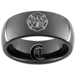 9mm Black Dome Tungsten Carbide Fire Department Design