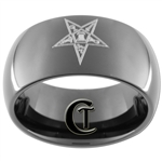 9mm Black Dome Tungsten Carbide Eastern Star Design