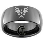 9mm Black Dome Tungsten Carbide Air Force Winged Star Design Ring.