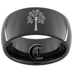 9mm Black Dome Tungsten Carbide Tree Of Life Design