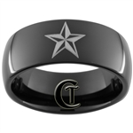 9mm Black Dome Tungsten Carbide Nautical Star Design