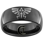 9mm Black Dome Tungsten Carbide Legend Of Zelda Design