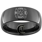 9mm Black Dome Tungsten Carbide Fire Department Design