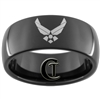 9mm Black Dome Tungsten Carbide Air Force Logo Design.