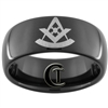 9mm Black Dome Tungsten Carbide Masonic Design