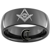 9mm Black Dome Tungsten Carbide Masonic Design
