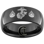 9mm Black Dome Tungsten Carbide Marines Corporal Design.