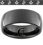 9mm Black Dome Tungsten Carbide Marines Master Mason Design.