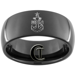 9mm Black Dome Tungsten Carbide Navy Anchor Design.